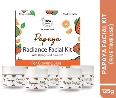 TNW - The Natural Wash Papaya Facial Kit with Papaya and Jojoba Oil (Approx- 5 Time Use)(5 x 25 g)