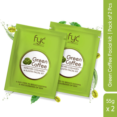 FYC PROFESSIONAL Green Coffee Facial Kit Improves Collagen & Elastin(2 x 27.5 g)