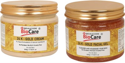 BEAUCODE BioCare 24K-Gold Facial Kit Gel-Cream For Women & Men For All Skin Types(2 x 500 ml)