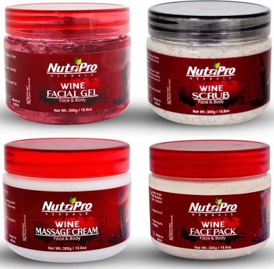 NutriPro Wine Facial Kit, Revitalize Your Skin with Grape Extracts, Antioxidants(4 x 300 g)