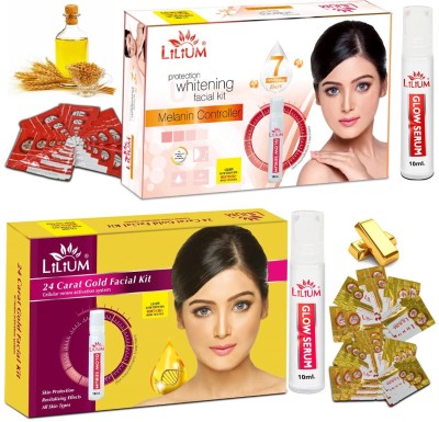 LILIUM Gold & Whitening Facial Kit Cellular Renew Activation System For Luminous(2 x 60 g)