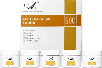 A+ Gold with Olive Oil Facial Kit for Nourished and Youthful Skin(5 x 50 g)