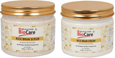 BEAUCODE BioCare Rice Bran Facial kit Scrub-Cream For Women & Men For All Skin Types(2 x 500 ml)