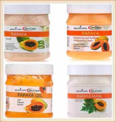 BEAUCODE BioCare Papaya Facial Kit Cream-Mask-Gel-Scrub 250gm(4 x 250 ml)