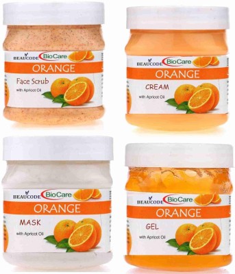 BEAUCODE BioCare Orange Facial Kit Cream-Mask-Gel-Scrub(4 x 250 ml)