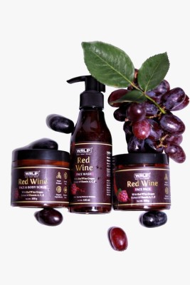 warlip Advanced Red Wine Facial kit { Face Wash, Face Pack , Face & Body Scrub}(350 ml)