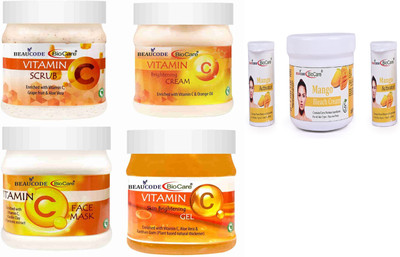 BEAUCODE BioCare Vitamin C Facial Kit 250ml with Mango Bleach Cream 300ml(5 x 260 ml)