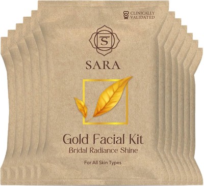 SARA SOUL OF BEAUTY Gold Facial Kit With 6 Easy Step For Radiant Skin & Natural Golden Glow(12 x 43 g)