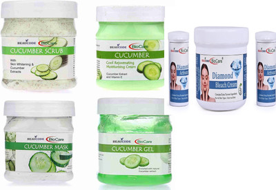 BEAUCODE BioCare Cucumber Facial Kit 250ml with Diamond Bleach 300ml(5 x 260 ml)