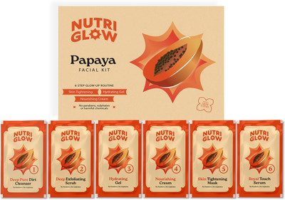 NutriGlow NATURAL'S Advanced Pro Formula Papaya Facial Kit For Even Skin Tone, Excess Pigmentation & Helps Reduce Scars(60gm)(60 g)