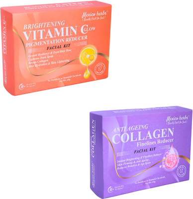 Mexico herbs VITAMIN C & COLLAGEN FACIAL KIT ANTI AGEING KOREAN SKIN O3 BRIGHTNES HYDRA.(2 x 60 g)