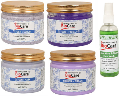 BEAUCODE BioCare oxygen Facial kit 500g With Aloevera Face Wash 100ml(5 x 420 ml)