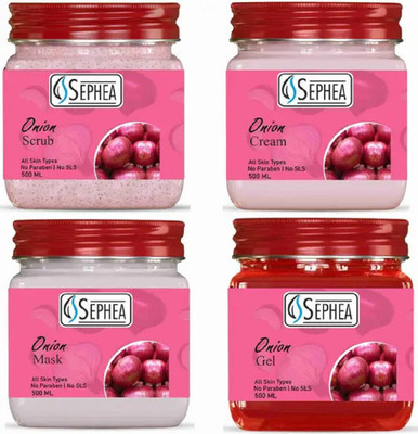 SEPHEA Onion Facial Kit 2000 ml - Scrub + Cream + Pack + Gel 500 ml x 4 (4 x 500 ml)(4 x 500 ml)