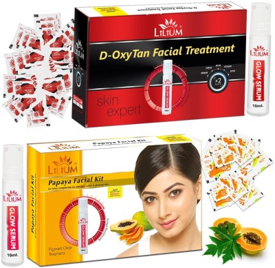 LILIUM Papaya & D-Oxy Tan Facial Kit For Fairer Complexion & More Effective(2 x 60 g)