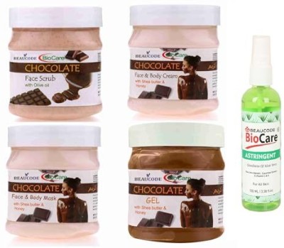 BEAUCODE BioCare Chocolate Facial Kit with Astringent 100ml||Cream-Mask-Gel-Scrub 250gm Each(5 x 220 ml)