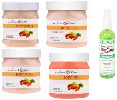 BEAUCODE BioCare Body Facial Kit with Astringent 100ml||Cream-Mask-Gel-Scrub 250gm Each(5 x 220 ml)