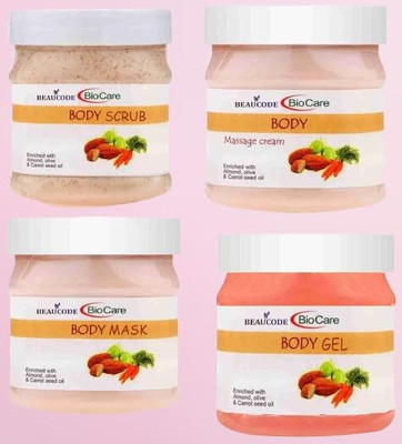 BEAUCODE BioCare Body Facial Kit Cream-Mask-Gel-Scrub(4 x 250 ml)