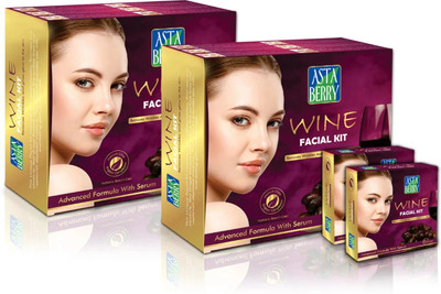 ASTABERRY Wine Facial Kit 12 Pouch Set (6 Steps) 432g + Wine Facial Kit 12 Pouch Set (6 Steps) 432g(2 x 432 g)