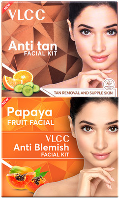 VLCC Anti Tan Single Facial Kit and Papaya Fruit Single Facial Kit(2 x 60 g)