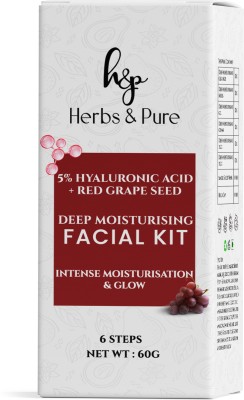 Herbs and Pure Deep Moisturising Facial Kit with Hyaluronic Acid & Red Grapes, Intense Glow(60 g)