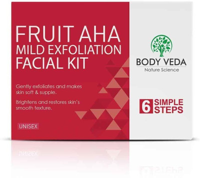 BODY VEDA Fruit AHA Mild Exfoliation Facial Kit | 6 Simple Steps | For Women & Men(55 g)