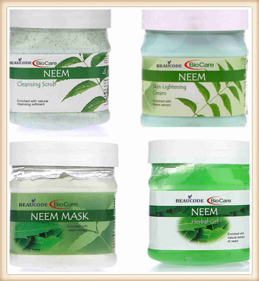 BEAUCODE BioCare Neem Facial Kit Cream-Mask-Gel-Scrub(4 x 250 ml)