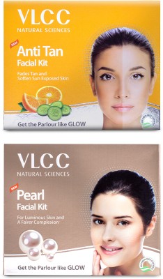 VLCC Anti Tan Single Facial Kit and Pearl Single Facial Kit(2 x 60 g)