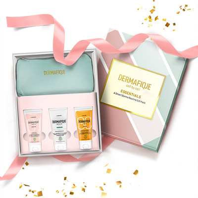 Dermafique Gift Essential-Skincare Routine Set of 3 with Premium Pouch,Dermatologist Tested(3 x 30 g)