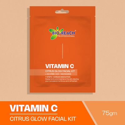 BIO-REACH Vitamin C Citrus Glow Facial Kit,7-Step Korean Skincare,Infused with Niacinamide(75 g)