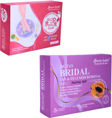 Mexico herbs GLOP-POP PEDICURE & BRIDAL FACIAL ANTI AGEING KOREAN SKIN O3 BRIGHTNES HYDRA.(2 x 60 g)
