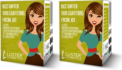 Luster Cosmetics Rice Water Skin Lightening Facial Kit | Reduces Open Pores & Dark Spots(2 x 45 ml)