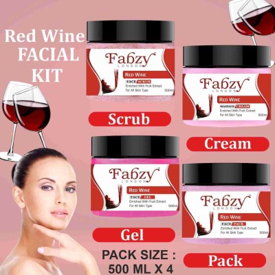 fabzy London Red Wine Facial Kit Set Of 4 x 500 ml(4 x 500 ml)