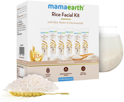 Mamaearth Rice Facial Kit With Rice Water & Niacinamide For Glass Skin In 6 Easy Steps(6 x 10 g)