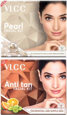 VLCC Anti Tan Single Facial Kit and Pearl Single Facial Kit(2 x 60 g)