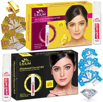 LILIUM Diamond & Gold Facial kit For Nourishes Skin and Cellular Renew Activation(2 x 60 g)