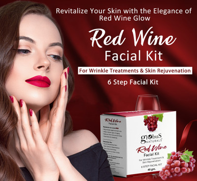 Globus Naturals Anti-Ageing Red Wine 6 Step Facial Kit, 40 gm(40 g)