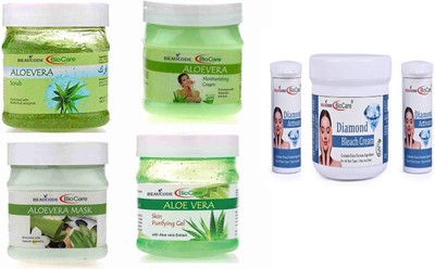 BEAUCODE BioCare Aloevera Facial Kit 250ml with Diamond Bleach Cream 300ml(5 x 260 ml)