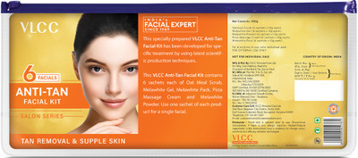 VLCC Salon Anti Tan Facial Kit - 6 Facials Remove Sun Tan 7 Dark Spots(6 x 50 g)