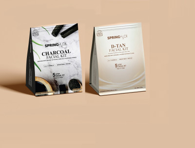SPRING H2O Charcoal and D-Tan Facial Kit Combo For Men's and Women's All Type skin Solution(2 x 50 g)