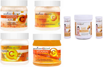 BEAUCODE BioCare Vitamin C Facial Kit 250ml with Gold Bleach Cream 300ml(5 x 260 ml)
