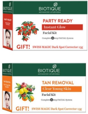 BIOTIQUE Facial Kit Combo - Party Ready & Tan Removal 65g Each(2 x 65 g)