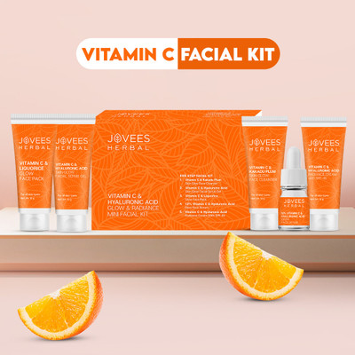 Jovees Herbal Vitamin C & Hyaluronic Acid Glow & Radiance Facial Mini Kit For Brighter Skin(53 g)