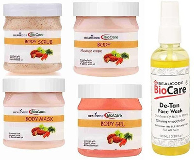 BEAUCODE BioCare Body Facial Kit 250gm Each with De-Tan Face Wash 100ml||(5 x 220 ml)