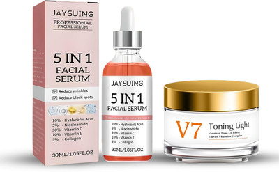 EARTHLY PRODUCTS Vitamin C Face Serum & V7 Toning Light Cream Combo for Glowing Skin(2 x 40 g)