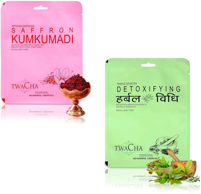 TWACHA 6 Steps Saffron & Herbal VIdhi Facial Kit Combo Pack | Suits of All Skin Type(2 x 53 g)