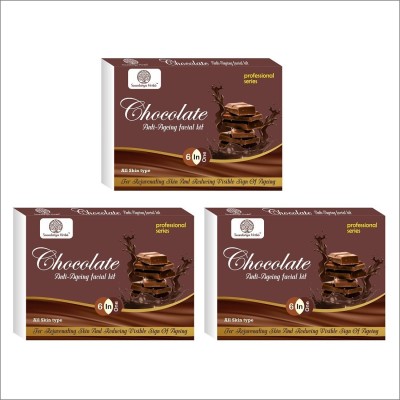 Soundarya Herbs Chocolate Facial kit | Enriched with Cocoa Extracts | 6 Step Facial Kit(3 x 46.67 g)