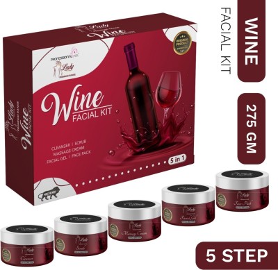 Blu lady PREMIUM RANGE WINE FACIAL KIT FIVE STEP INSTANT REJULT 275GM(275 g)