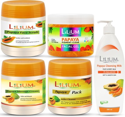 LILIUM Papaya Facial Kit With a Cleansing Milk(4 x 625 g)