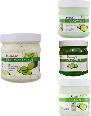 feelhigh Cucumber Facial Kit Helps Hydrate & Moisturize Skin All type of Skin Solution(4 x 500 ml)