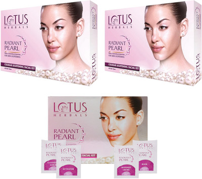 LOTUS HERBALS RADIANT PEARL CELLUAR LIGHTENING SALON FACIAL KIT(3 x 37 g)